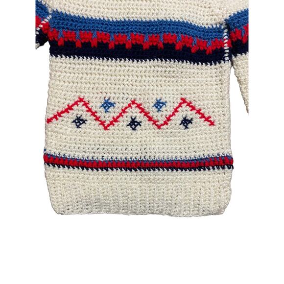 Vintage Handmade‎ Crochet Women’s Long Sweater Aztec Retro Boho READ - Picture 5 of 11